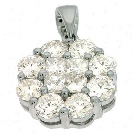 14k White Trendy 1.71 Ct Diamond Pendant