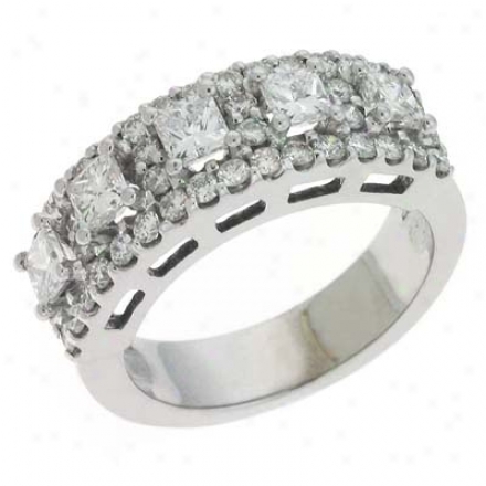 14k White Trendy 1.89 Ct Diamond Bandage Ring