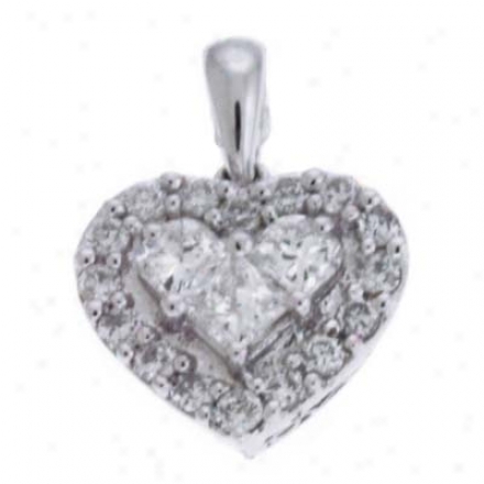 14k White Trendy Centre 0.56 Ct Diamond Pendant