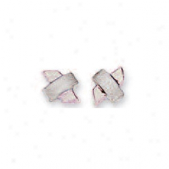 14k White X Stud Earrings