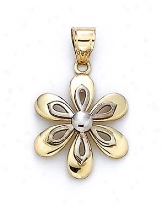 14k White Yellow Blossom Pendant