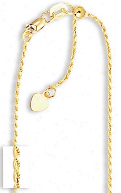 14k Yellow 1 Mm Adjustable Rope Chain Necklace - 22 Inch