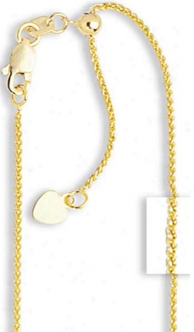 14k Yellow 1 Mm Adjustable Wheat Chain Ndcklace - 22 Inch