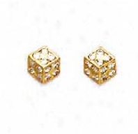 14k Yellow 1 Mmm Round Cz Small Dice Post Earrings