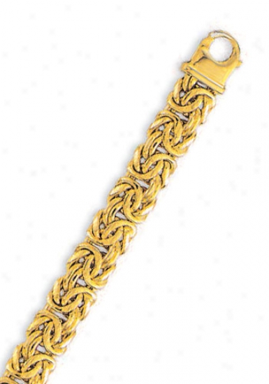 14k Yellow 10 Mm Light Byzantine Bracelet - 7.25 Incb