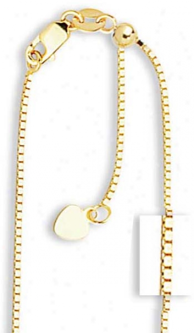 14k Yellow 1.10 Mm Adjustable Box Chain Necklace - 22 Inch