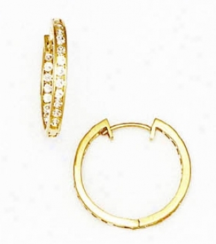 14k Yellow 1.5 Mm Round Cz Hingec Earrings