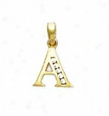 14k Yellow 1.5 Mm Round Cz Initial A Pendant