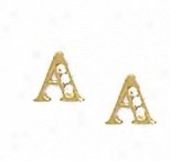 14k Golden 1.5 Mm Rounr Cz First A Post Earrings