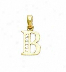 14k Yellow 1.5 Mm Round Cz Initial B Ear-ring