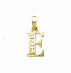 14k Yellow 1.5 Mm Round Cz Initial E Pendant