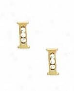 1k4 Yellow 1.5 Mm Round Cz Initial I Post Earrings