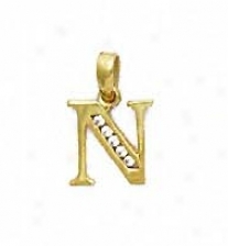 14k Yellow 1.5 Mm Round Cz Iniyial N Pendant