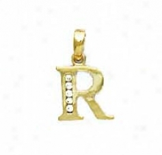 14k Golden 1.5 Mm Round C Initial R Pendant