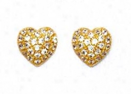 14k Golden 1.5 Mm Spherical Cz Pave Centre Post Earrings