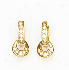 14k Yellow 1.5 Mm Round Cz Petite Hinger Earrings