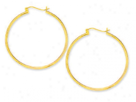 14k Yellow 2 Mm Extensive Tubular Hoop Earrings