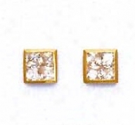 14k Yellow 2 Mm Princess Cz Small Post Earrings