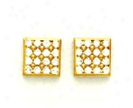 14k Yellow 2 Mm Plain Cz Fancy Friction-back Post Earrings