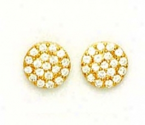 14k Yellow 2.5 Mm Round Cz Circle Post Earrings