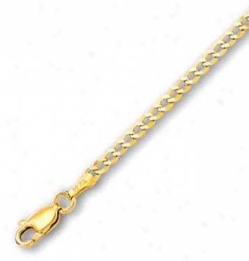 14k Yellow 2.7 Mm Currb Link Anklet - 10 Ibch