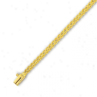 14k Yellow 3 Mm Double Row Solod Rope Braceleg - 7 Inch