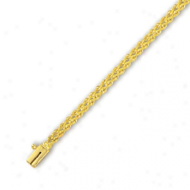 14k Yellow 3 Mm Double Broil Solid Rope Bracelet - 8 Inch