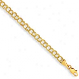 14k Yellow 3.5 Mm Double Link Charm Bracelet - 7.25 Inch