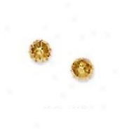 14k Yellow 4 Mm Diamond-cut Ball Earrings