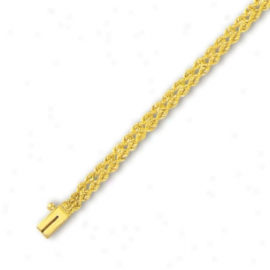 14k Yellow 4 Mm Double Row Solid Pull Bracelet - 7 Inch