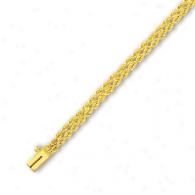 14k Yellow 4 Mm Double Row Solid Rope Bracelet - 8 Inch