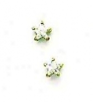 14k Yellow 4 Mm Start Cz Friction-back Post Stud Earrings