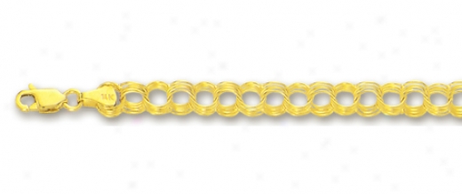 14k Yellow 4.5 Mm Four Ring Charm Brace1et - 8 Inch