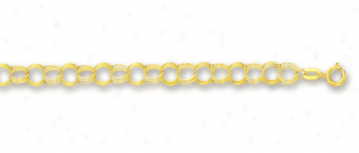 14k Yellow 4.5 Mm Triple Ring Charm Bracelet - 7 Inch