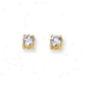 41k Yellow 4mm Round Cz Earrings