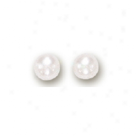 14k Yellow 5 Mm Cultured White Pearl Earrongs