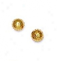 14k Yellow 5 Mm Diamond-cut Ball Earrings