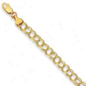 14k Yellow 5 Mm Double Link Charm Bracelet - 7.25 Inch