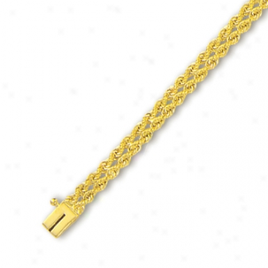 14k Yellow 5 Mm Double Row Solid Rope Bracelet - 7 Inch