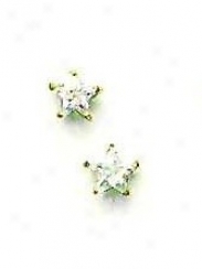 14k Yellow 5 MmS tart Cz Frictikn-back Post Stud Earrings