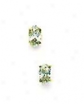 14k Yellow 5x3 Mm Oval Cz Friction-back Post Stud Earrings