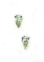 14k Golden 5x3 Mm Pear Cz Friction-back Post Stud Earrings