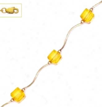 14k Yellow 6 Mm Cube Yellow Crystal Necklace - Choicce 18-inch