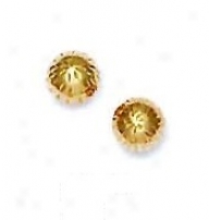 14k Yellow 6 Mm Diamond-cut Ball Earrings