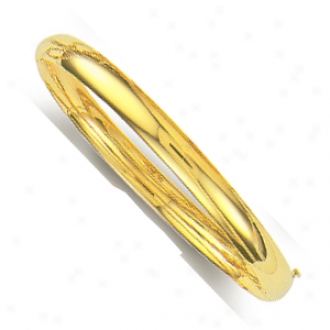 14k Yellow 6 Mm Plain Bold Bangle - 8 Inch