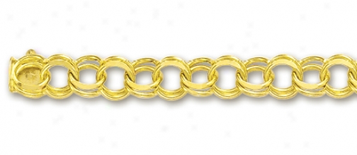 14k Yellow 6.5 Mm Charm Bracelet - 8 Inch