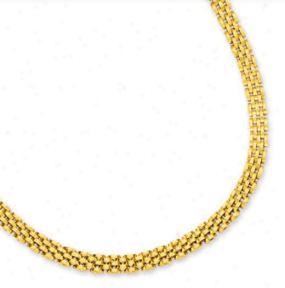 14k Yellow 6.5 Mm Five Row Panther Necklac - 17 Inch