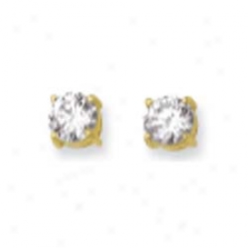 14k Yellow 6mm Round Cz Earrings