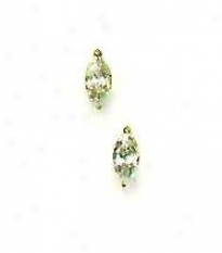 14k Yellow 6x3 Mm Marquise Cz Post Stud Earrings