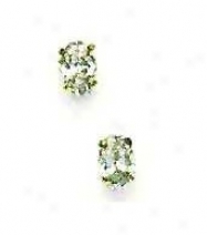 14k Yellow 6x4 Mm Oval Cz Friction-back Office Stud Earrings